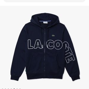 Lacoste Men's Heritage Print Zippered Cotton Fleece Hoodie